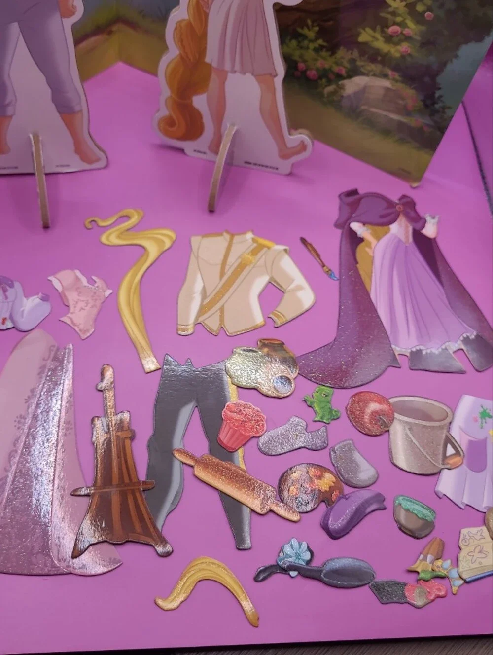 Disney Tangled Storybook Dress Up Dolls And Book Magnetic Playset Rare